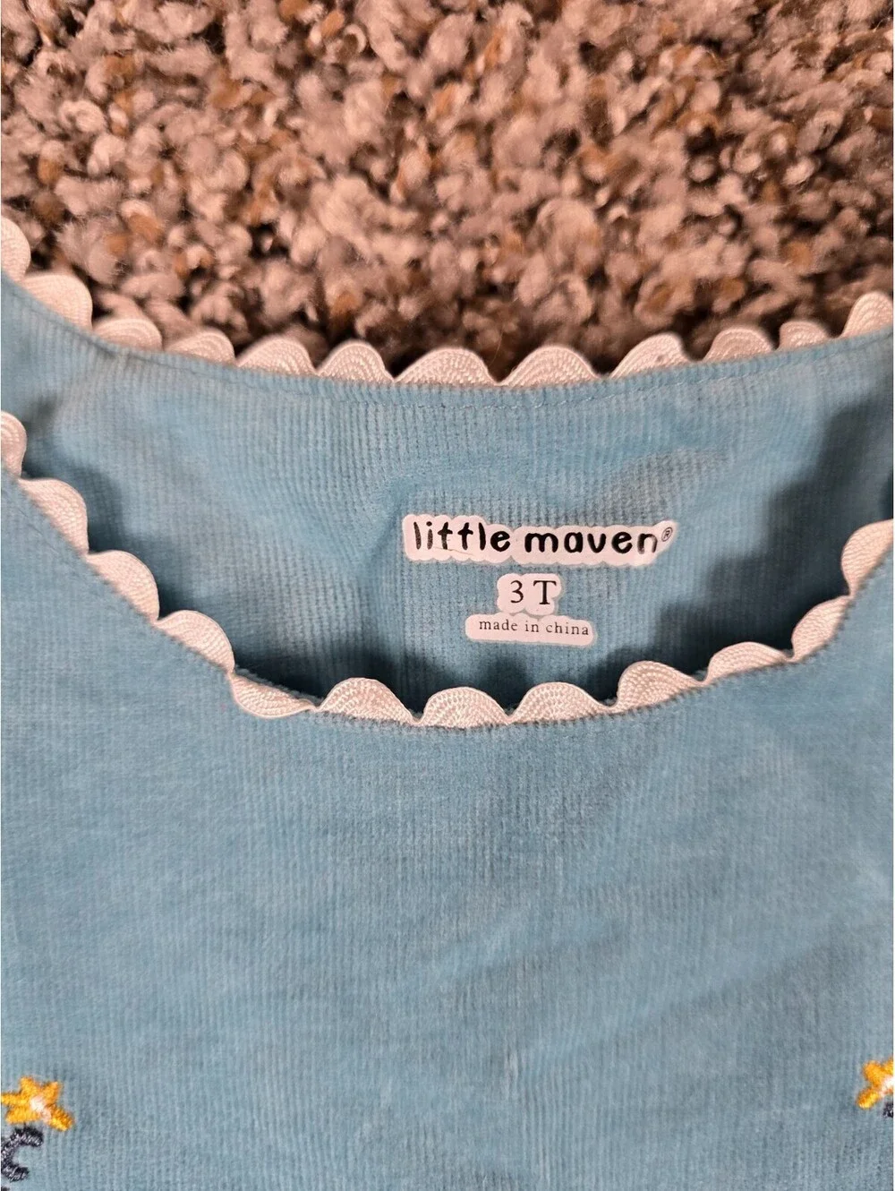 Little Maven Toddler Girl Sz 3T Sleeveless Corduroy Dress Blue Embroidered Sheep